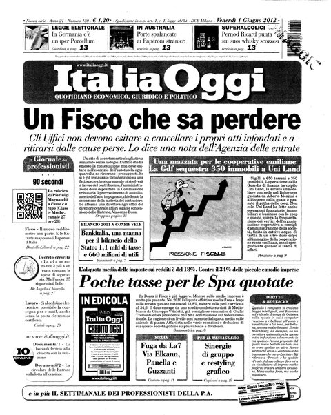 Italia oggi : quotidiano di economia finanza e politica